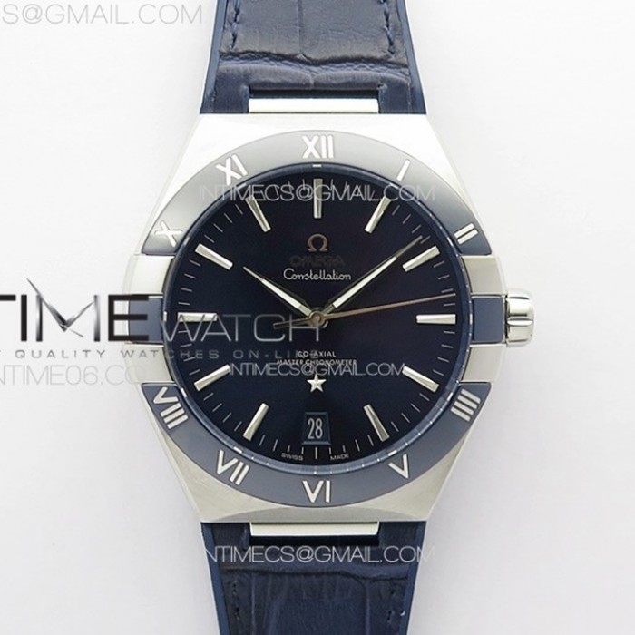 constellation41mmblueceramicbezelsssbf11besteditionbluedialonblueleatherstrapa89001