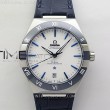 constellation41mmssblueceramicbezelvsf11besteditionwhitedialonbluegummystrapa89001