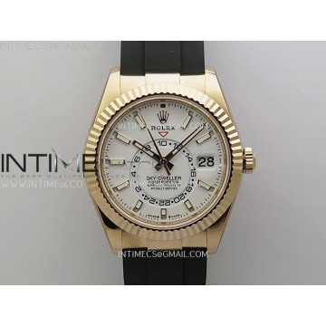 [ZF] 롤렉스 스카이드웰러 텅스텐 옐로우골드 화이트다이얼 블랙러버스트랩Sky-Dweller 336235