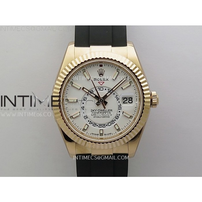 [ZF] 롤렉스 스카이드웰러 텅스텐 옐로우골드 화이트다이얼 블랙러버스트랩Sky-Dweller 336235