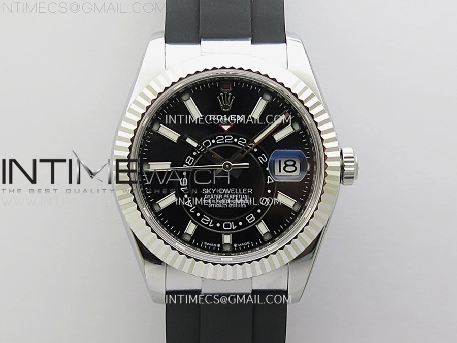 [ZF] 롤렉스 스카이드웰러 텅스텐 블랙다이얼 블랙러버스트랩 Sky-Dweller 336239