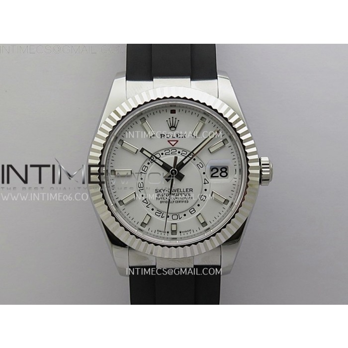 [ZF] 롤렉스 스카이드웰러 텅스텐 화이트다이얼 블랙러버스트랩 Sky-Dweller 336239