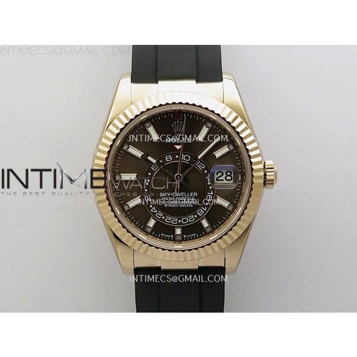 [ZF] 롤렉스 스카이드웰러 텅스텐 로즈골드 브라운다이얼 블랙러버스트랩 Sky-Dweller 336235