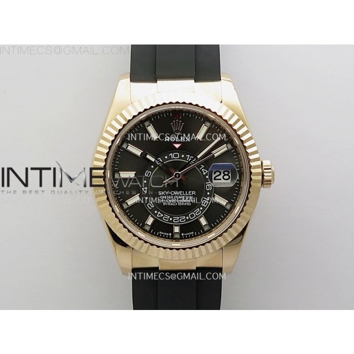 [ZF] 롤렉스 스카이드웰러 텅스텐 로즈골드 그레이다이얼 블랙러버스트랩 Sky-Dweller 336235