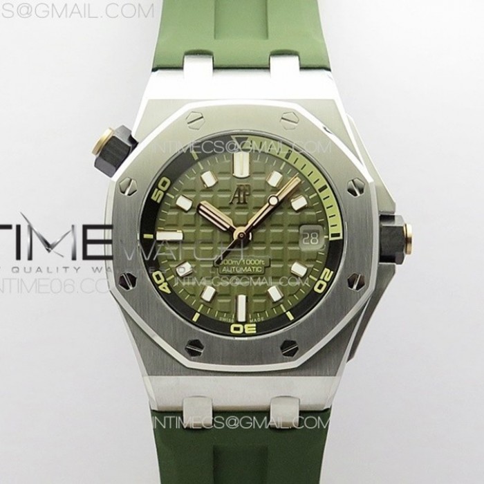 royaloakoffshorediver15720zf11besteditiongreendialongreenrubberstrapa43081