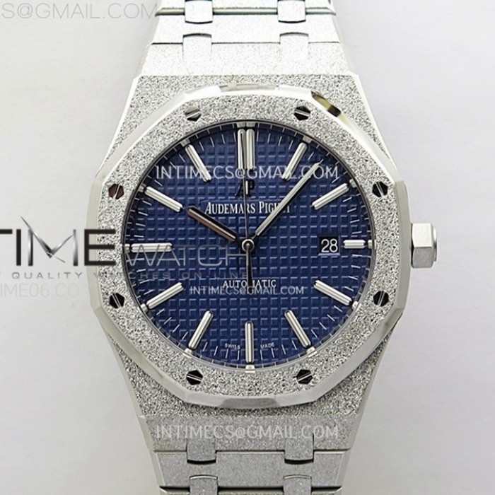 royaloak41mm15410frostedsszf11besteditionbluetextureddialonssbraceletsa3120superclone1