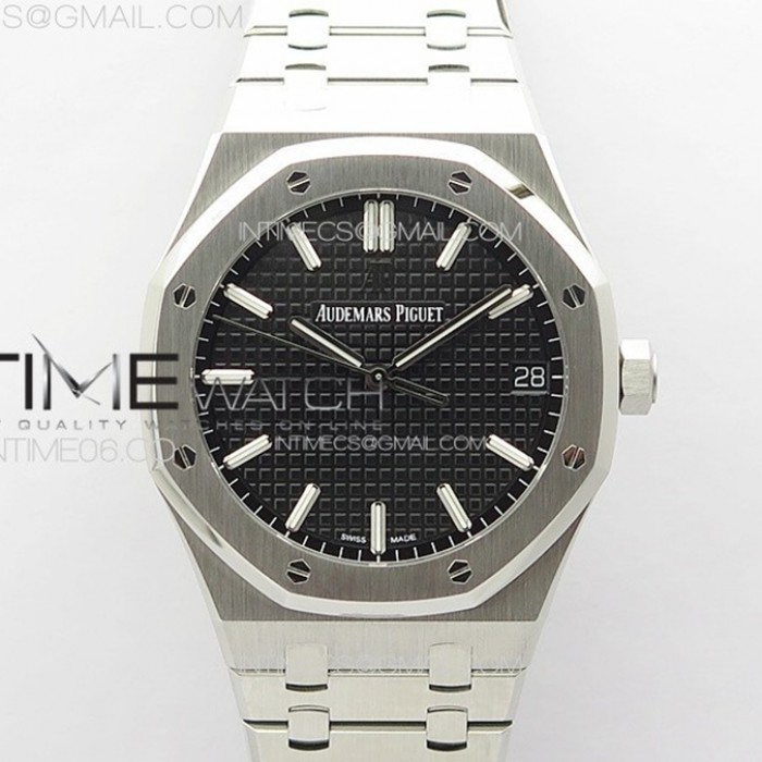 royaloak41mm15500sszf11besteditionblacktextureddialonssbraceleta4302superclonev31