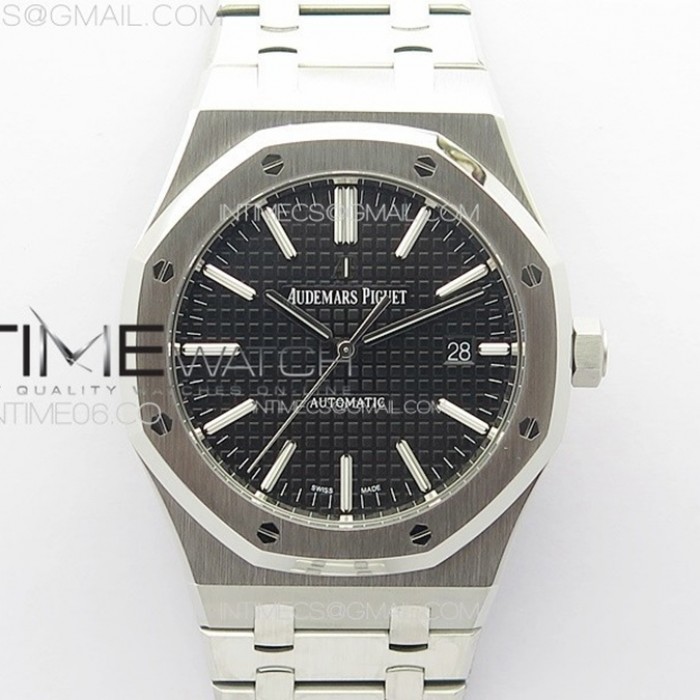 royaloak41mm15400sszf11besteditionblacktextureddialonssbraceletsa3120superclone1
