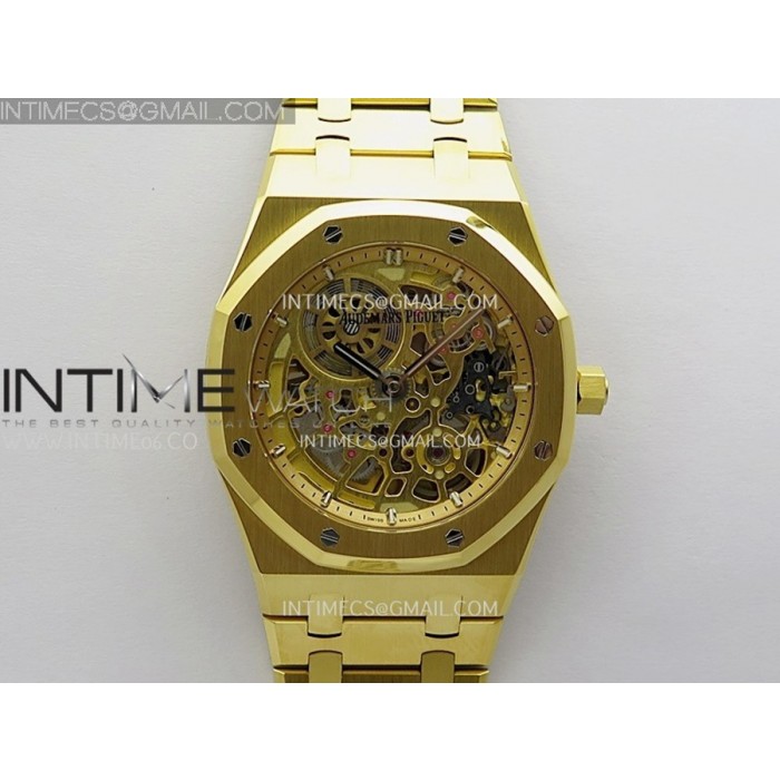 [ZF] 오데마피게 로얄오크 16204 오픈워크 옐로우골드 스켈레톤다이얼 스틸브레이슬릿 Royal Oak Openworked 16204