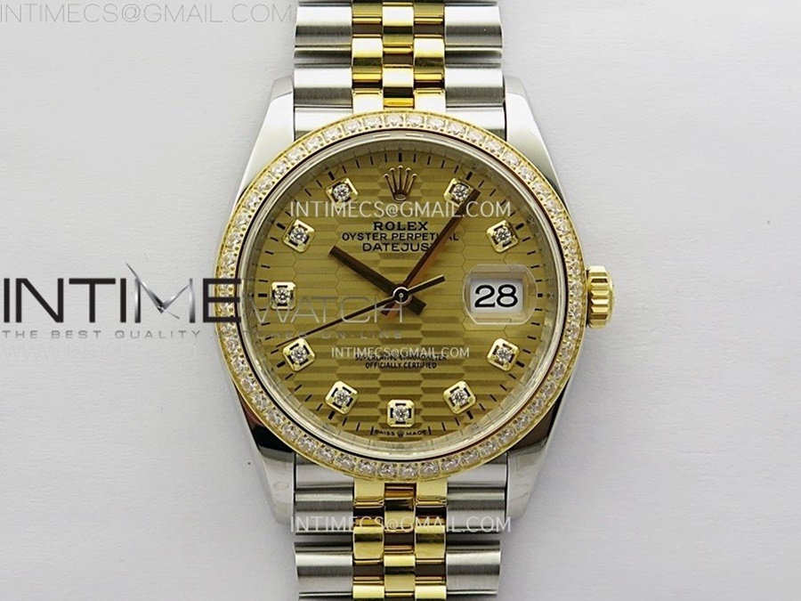 [VSF] 롤렉스 데이저스트36 옐로우골드콤비 다이아베젤 골드텍스쳐텐포인트다이얼 쥬빌레브레이슬릿 DateJust 36 126283