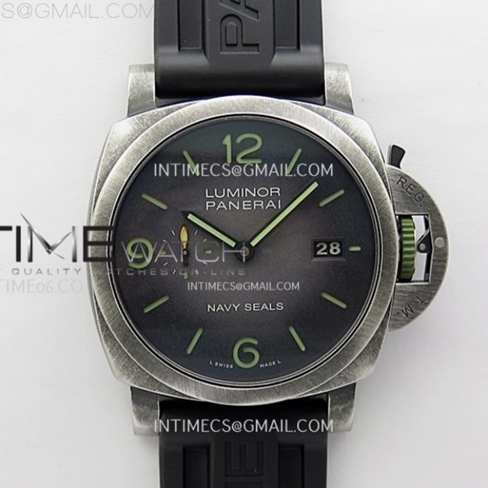 pam1412zsatinpolishedsteelvsf11besteditiongreenshaeddialonblackrubberstrapasianp9010superclone1