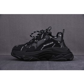 [ZH] 발렌시아가 트리플S 스니커즈 올오버 로고 블랙 (남여공용)