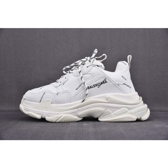 [ZH] 발렌시아가 트리플S 스니커즈 올오버 로고 화이트 (남여공용)