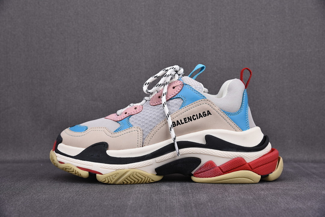 [ZH] 발렌시아가 트리플S 스니커즈 화이트 블루 핑크 (남여공용)