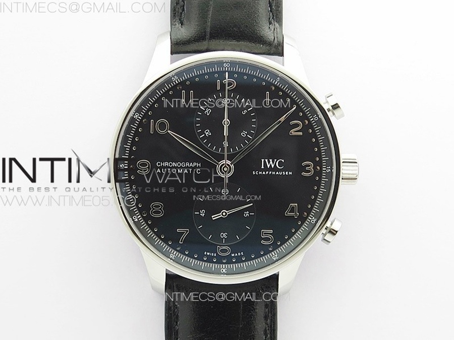 [ZF] IWC IW371609 포르투기저 크로노그래프 블랙다이얼 블랙가죽스트랩 A69355