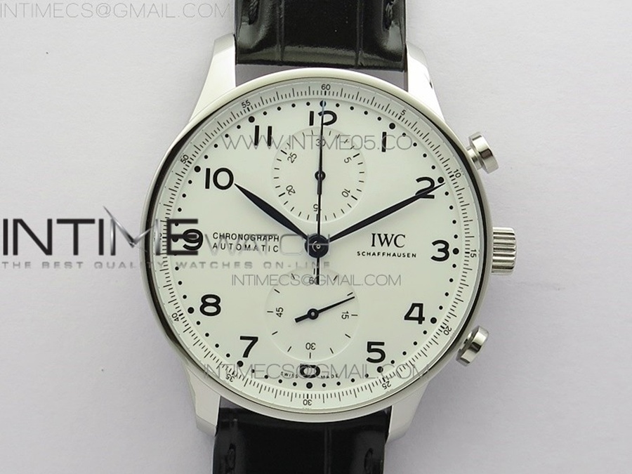 [ZF] IWC 포르투기저 크로노그래프 150주년 IW371602 화이트다이얼 블루핸즈 블랙가죽스트랩 A7750