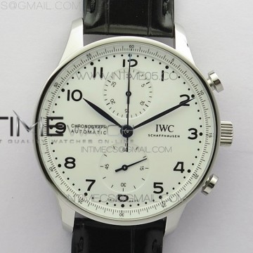 [ZF] IWC 포르투기저 크로노그래프 150주년 IW371602 화이트다이얼 블루핸즈 블랙가죽스트랩 A7750
