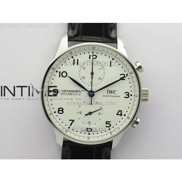 [ZF] IWC 포르투기저 크로노그래프 150주년 IW371602 화이트다이얼 블루핸즈 블랙가죽스트랩 A7750