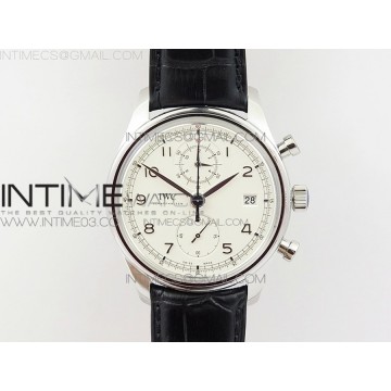 [ZF] IWC 포르투기저 크로노 클래식42 IW390403 화이트다이얼 블랙가죽스트랩 A7750