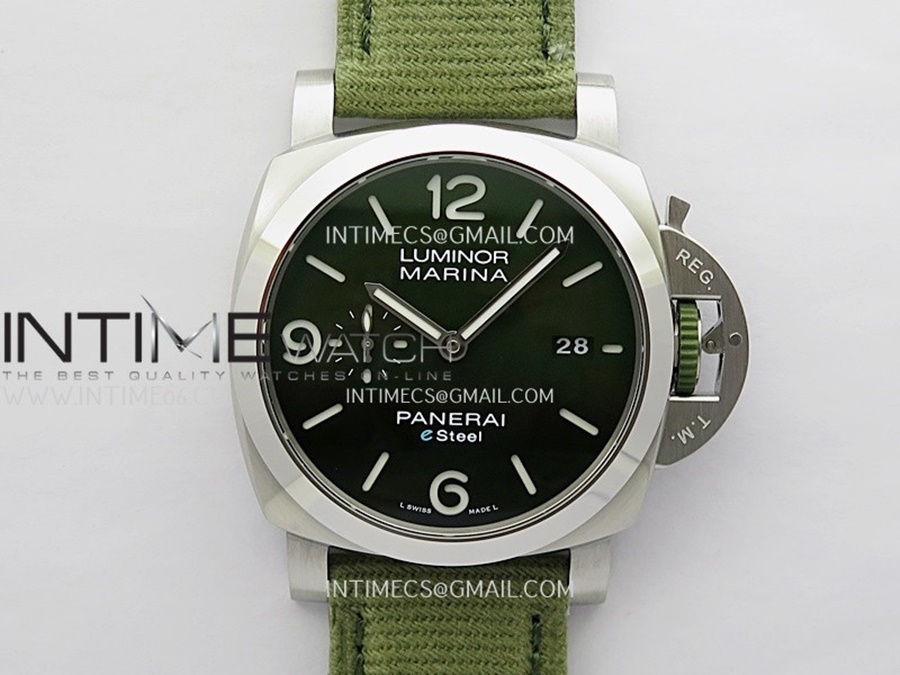 [VSF] 파네라이 루미노르 마리나 PAM1356 e스틸 44미리 그린다이얼 그린패브릭스트랩