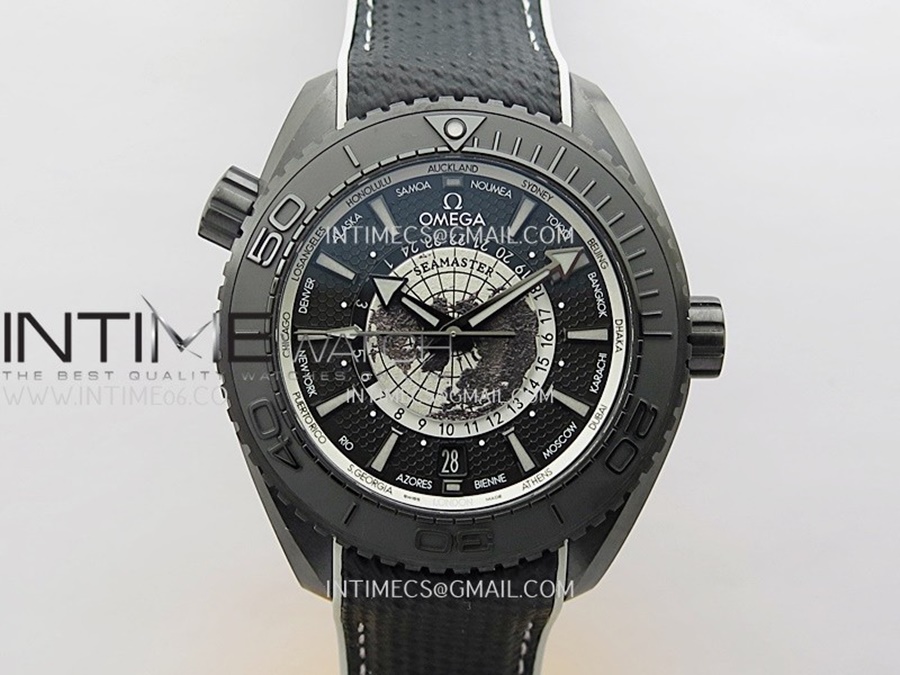 [VSF] 오메가 씨마스터 플래닛오션 GMT 월드타이머 45.5미리 블랙세라믹 블랙/화이트다이얼 블랙러버스트랩 8938