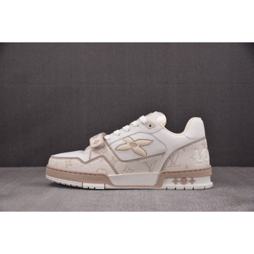 [BQ] 루이비통 LV 트레이너 스니커즈 화이트 베이지 (남성용)