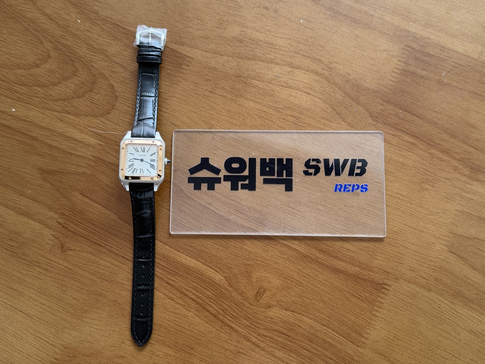 [AF] 까르띠에 산토스 뒤몽 27.5미리 로즈골드콤비 실버다이얼 그레이악어가죽스트랩-SWB17