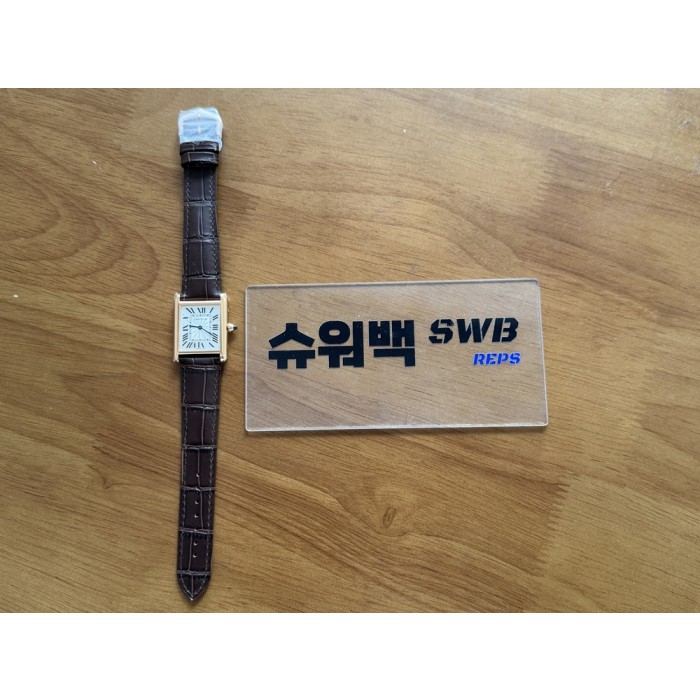 [AF] 까르띠에 탱크머스트 25.5미리 라지사이즈 브라운스트랩-SWB18