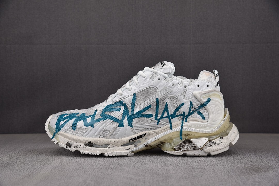 [XA] 발렌시아가 러너 그래피티 스니커즈 화이트 블루 (남여공용)