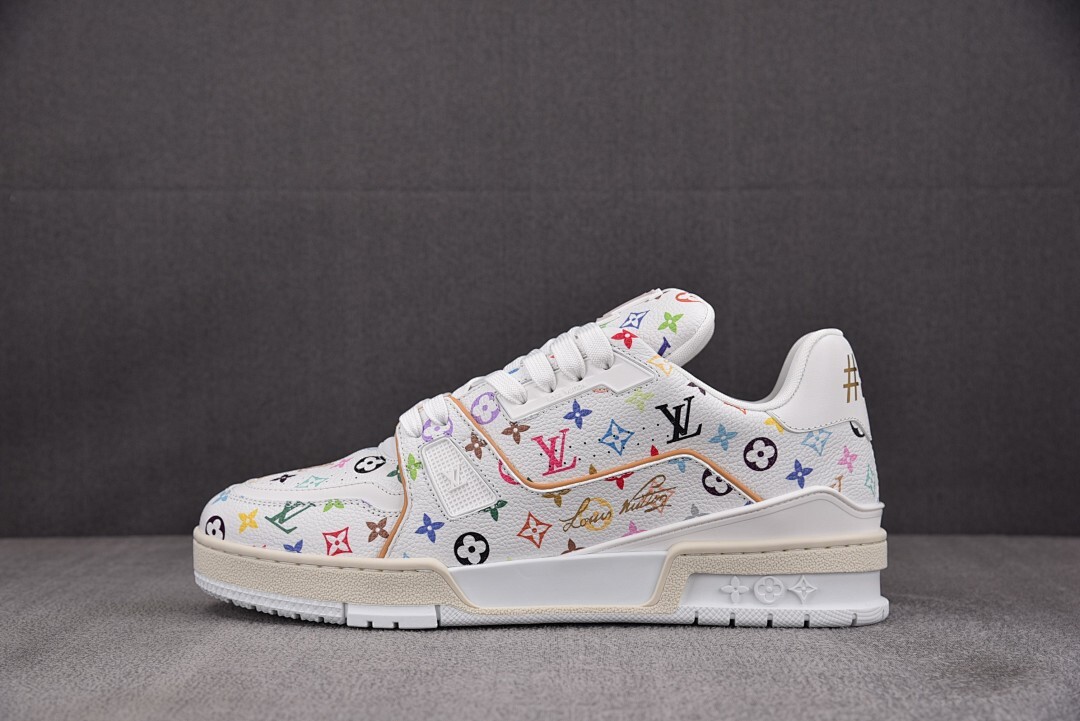 [BQ] 무라카미 타카시 x 루이비통 LV 트레이너 스니커즈 멀티 화이트 (남여공용)