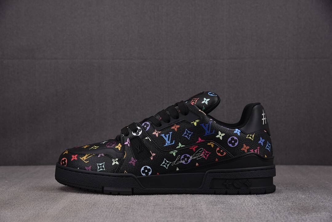 [BQ] 무라카미 타카시 x 루이비통 LV 트레이너 스니커즈 멀티 블랙 (남여공용)