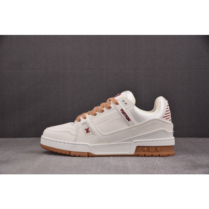 [BQ] 루이비통 LV 트레이너 스니커즈 화이트 베이지 (남성용)