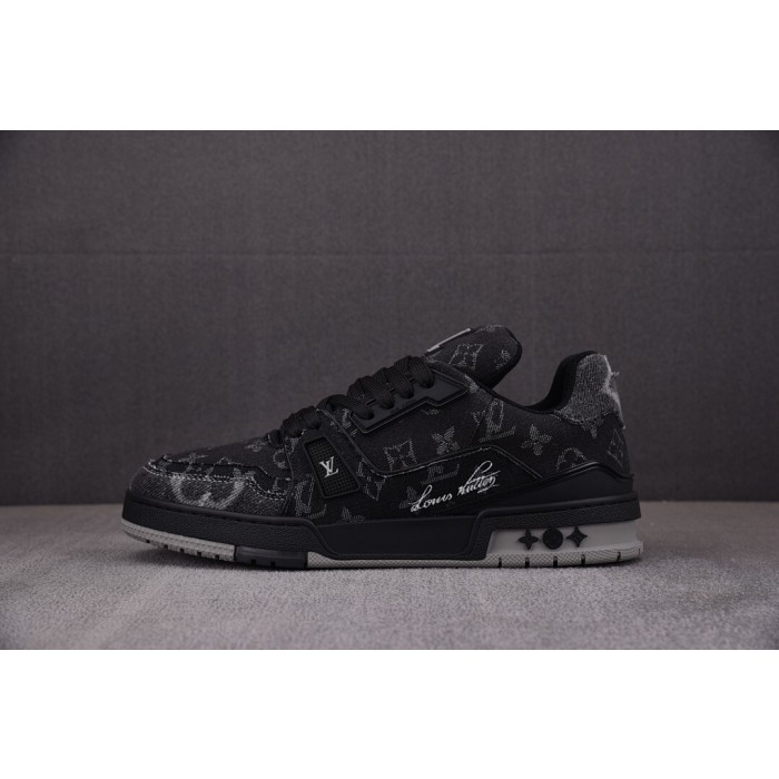 [BQ] 루이비통 LV 트레이너 스니커즈 데님 블랙 (남성용)