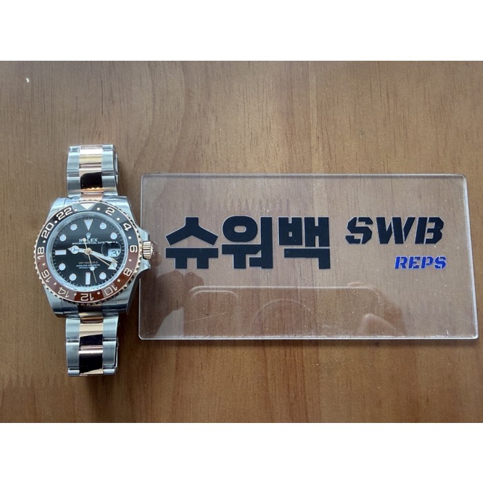 [VSF] 롤렉스 지엠티마스터2 텅스텐 로즈골드콤비 블랙/브라운인서트 블랙다이얼 스틸브레이슬릿 -SWB36