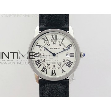 [K11F] 롱드솔로 미듐 36미리 화이트다이얼 블랙가죽스트랩