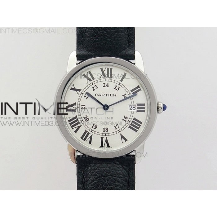 [K11F] 롱드솔로 미듐 36미리 화이트다이얼 블랙가죽스트랩