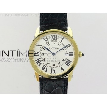 [K11F] 롱드솔로 미듐 36미리 화이트다이얼 옐로우골드금통 블랙악어가죽스트랩