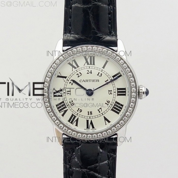 rondesolodecartier295mmssdiak1111besteditionwhitedialonblackcrocoleatherstraprondaquartz1