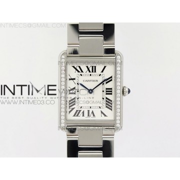 [K11F] 탱크솔로 라지 27미리 화이트다이얼 다이야베젤 스틸 브레이슬릿