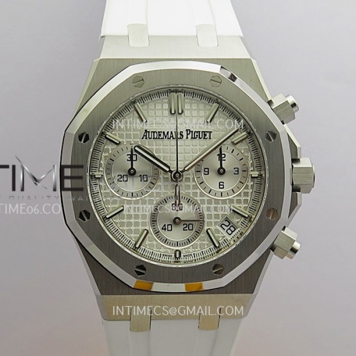 royaloakchrono2624050thssv2ddf11besteditionsilverdialonwhiterubberstrapsuperclonedd44011