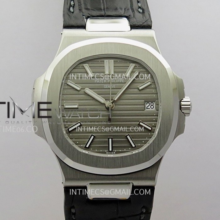 nautilus5711ss3kf11besteditiongraytextureddialonblackleatherstrapa324superclonev21